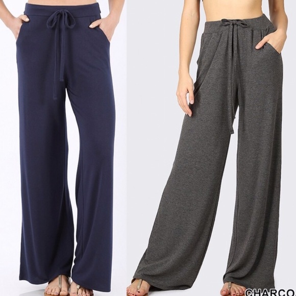 Pants - PLUS SIZE comfy lounge trousers pants BLACK